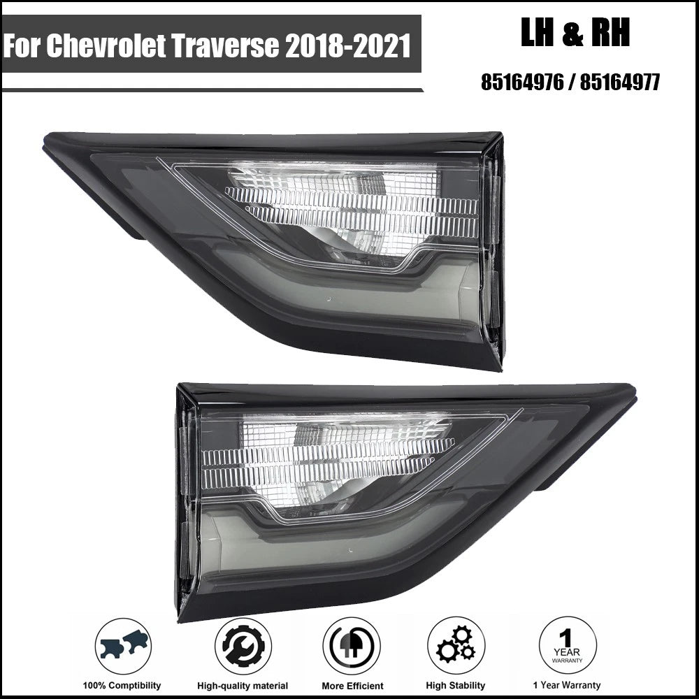 Set of 2 Black LED Tail Lights for Chevy Traverse (2018–2021)