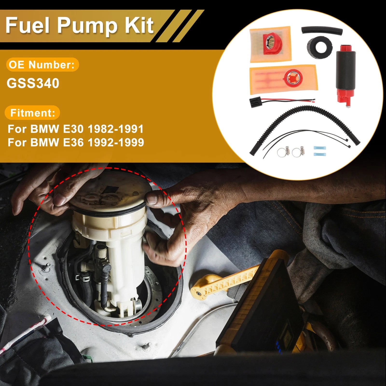 Set of 2 Metal Electric Fuel Pumps for BMW E30 (1982–1991) Replaces GSS340