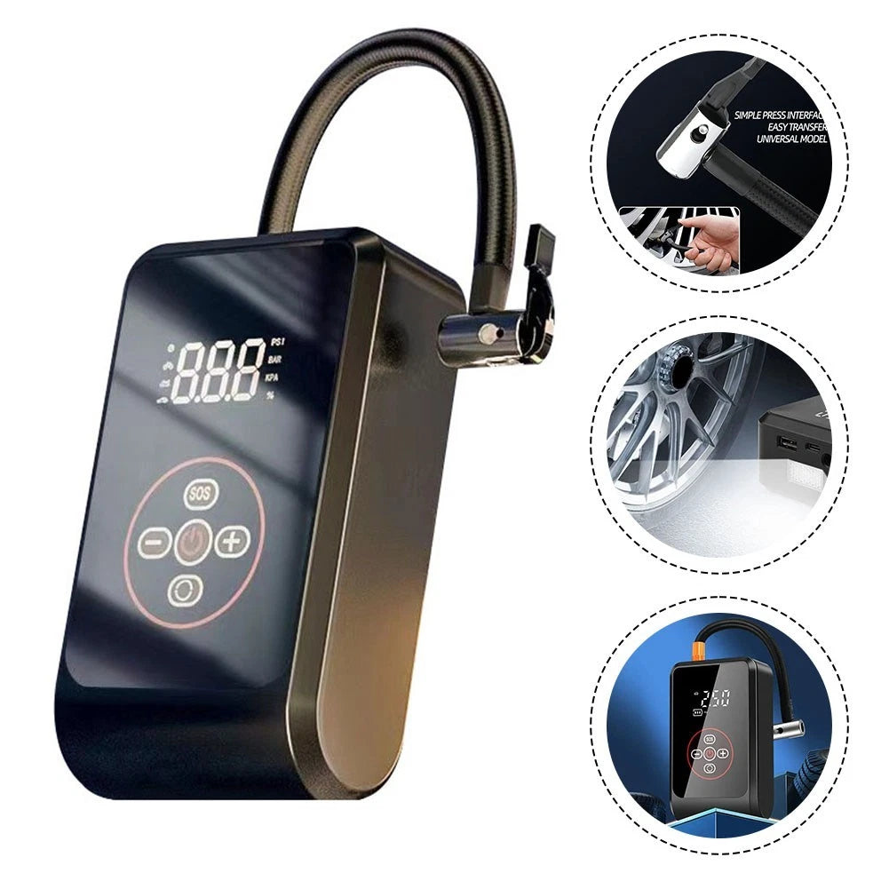 Portable Tire Inflator with Digital Pressure Monitoring for All Vehicles