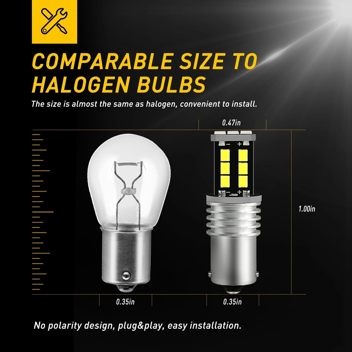 2X LED 1156 Bulbs for Reverse Brake Light (Error Free)