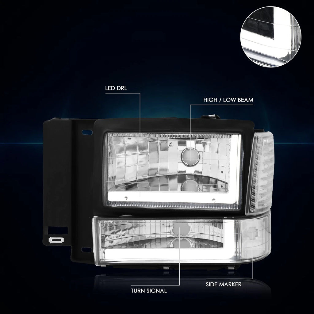 L-Shape LED DRL Headlight & Bumper Lamp for Ford Explorer (1991–1994)