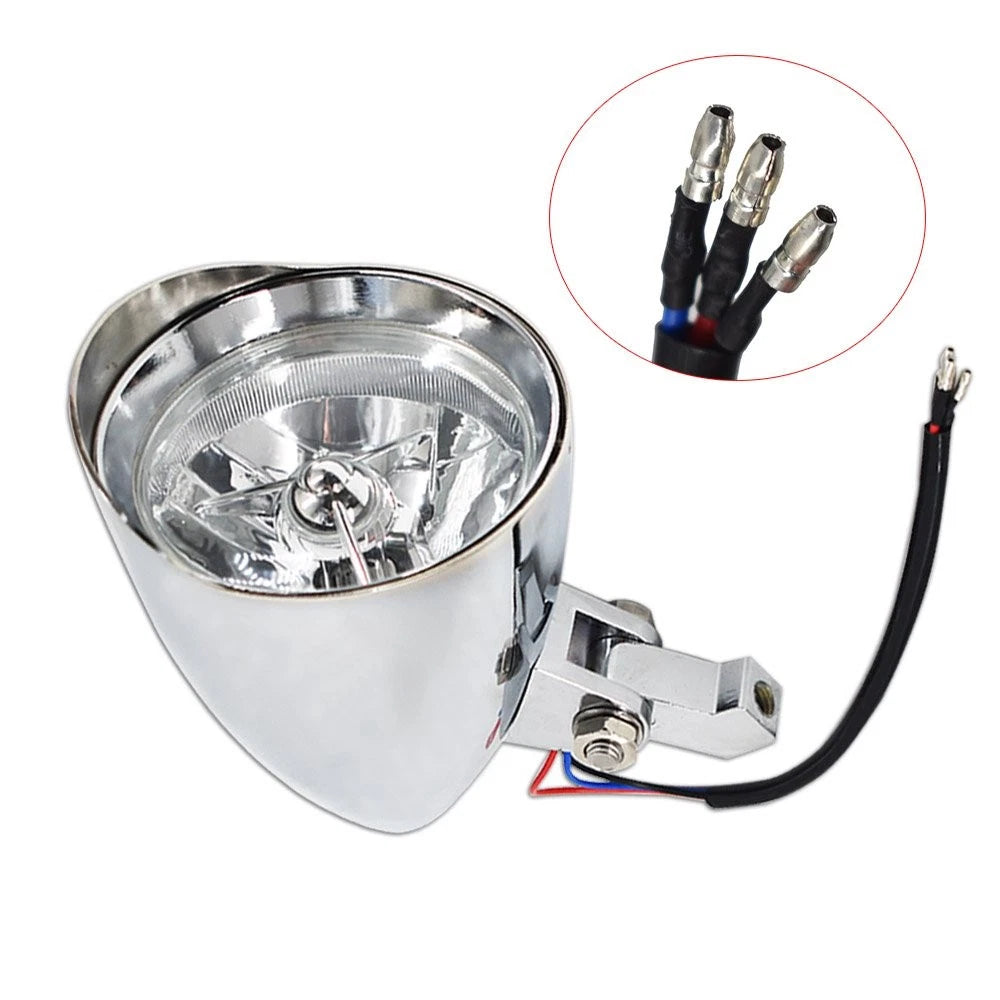 Headlight Lamp for Bobber Chopper Dyna (12V, Chrome)