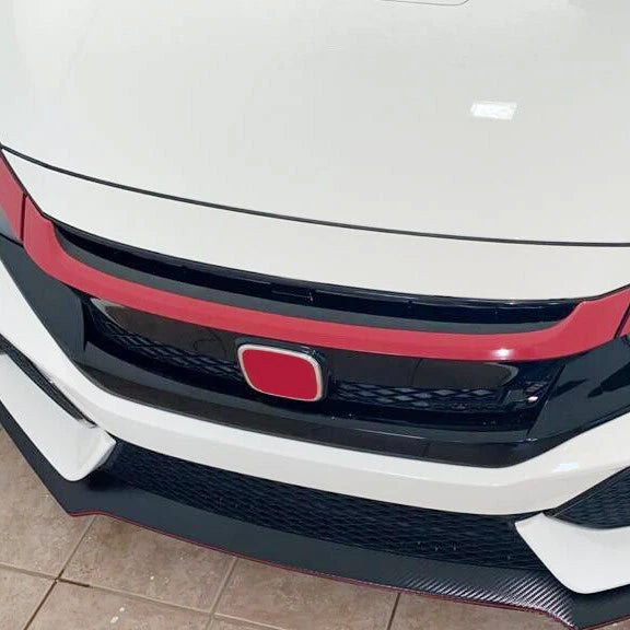 3PC Glossy Red ABS Front Grill Trim Cover for Honda Civic (2016-2021)