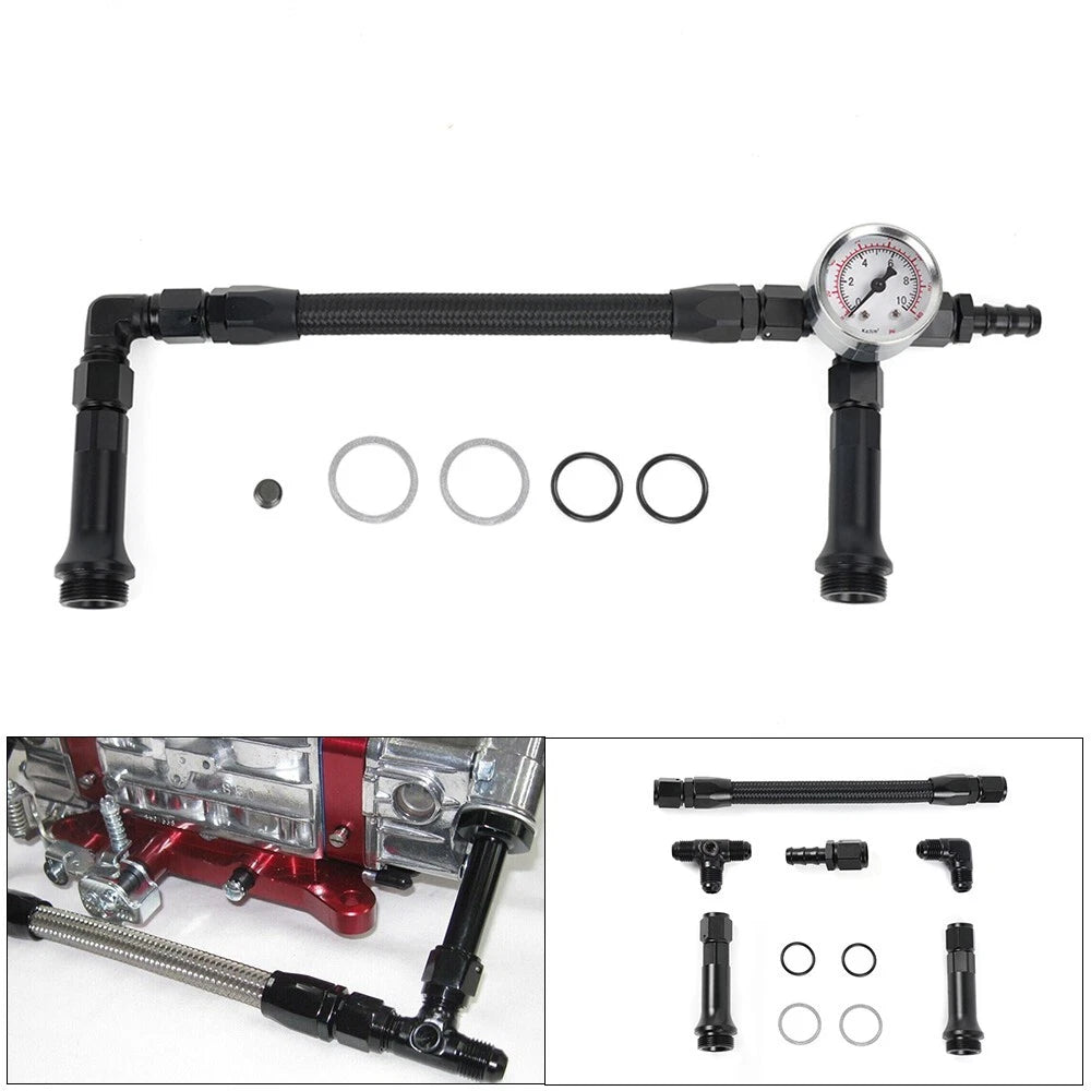 6AN Braided Dual Feed Fuel Line for Holley 4150 Carburetor