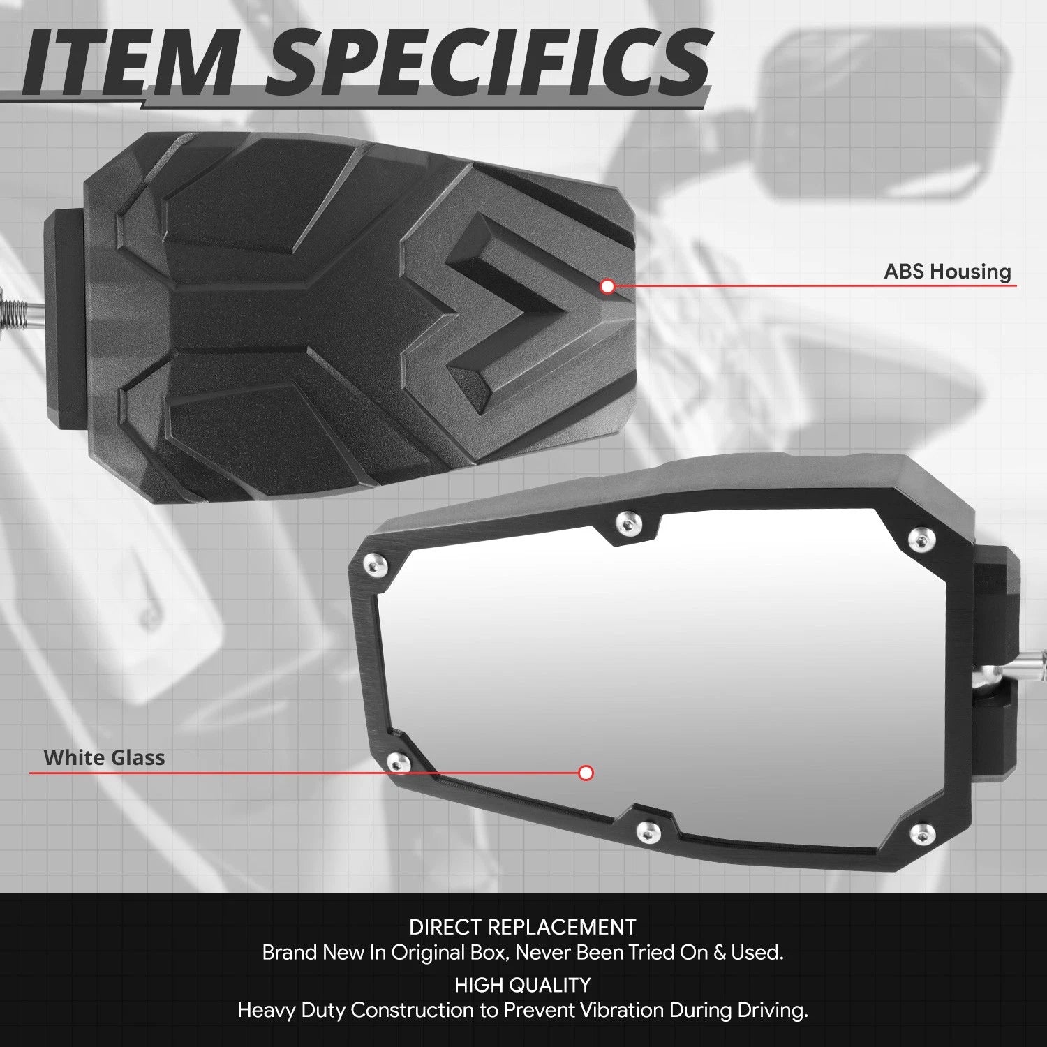 2" Adjustable Sideview Mirrors for Universal UTV Roll Cage Bar Mount