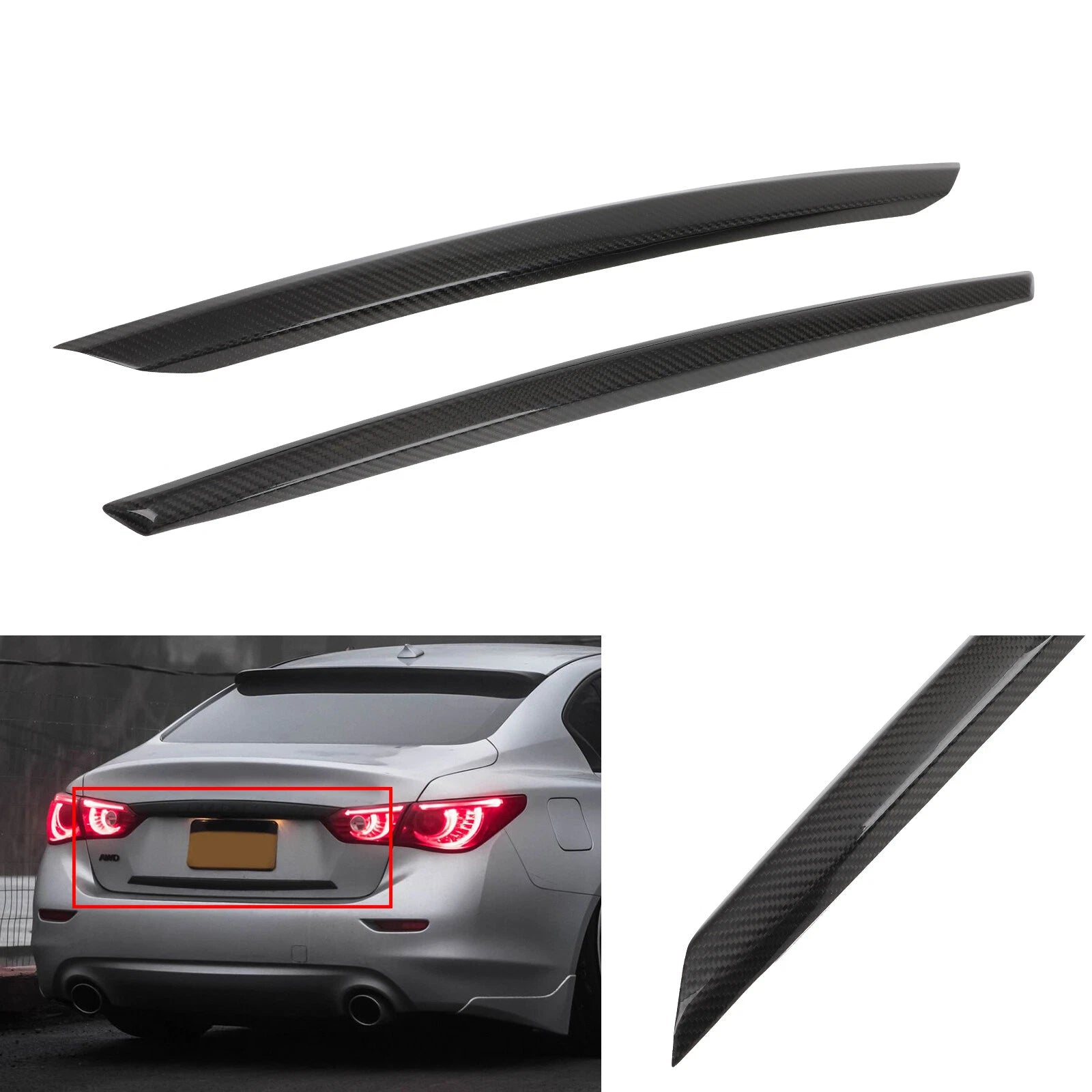 Upper & Lower Trunk Plate Trim Covers for Infiniti Q50 (2014–2017) Carbon Fiber