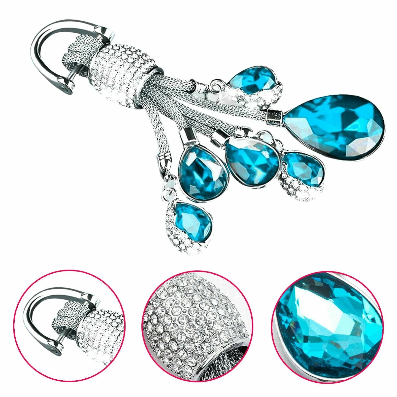 Bling Keychain Key Holder Ring Crystal Rhinestone for Honda (2019-2024)