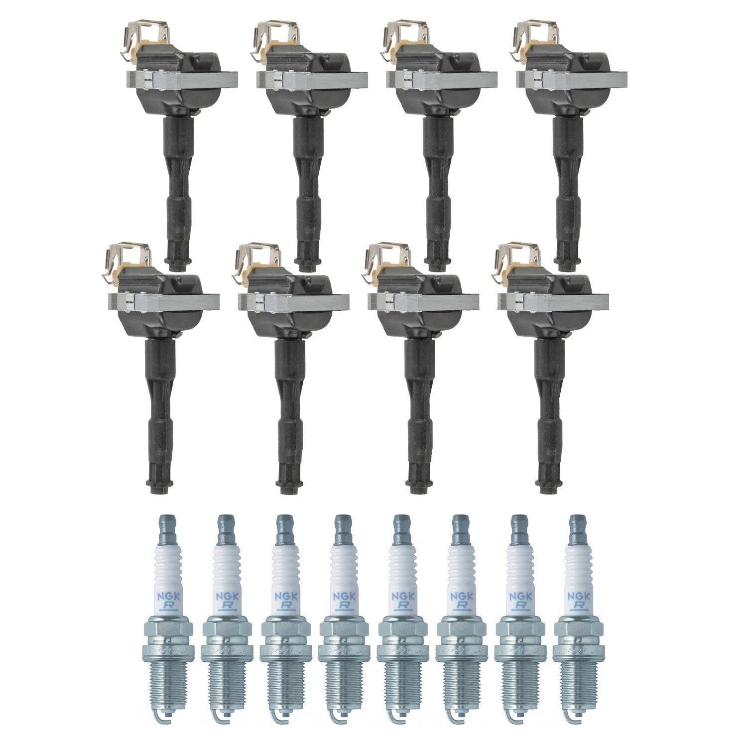 Set of 8 Ignition Coils & NGK V-Power Spark Plugs for E32 E34 Cayenne XC90 V8