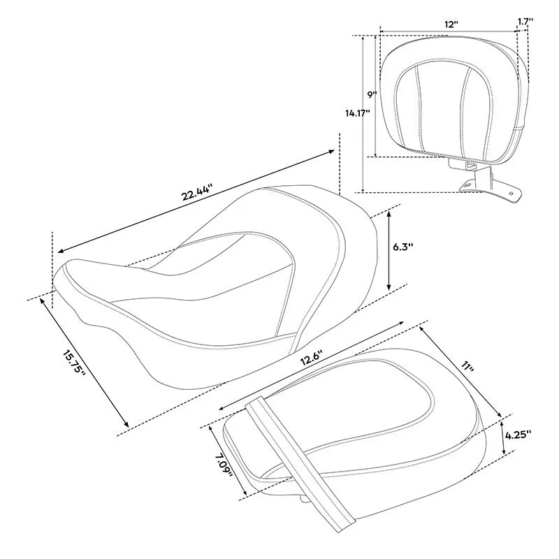 Driver Passenger Seats Backrest for Harley Touring CVO Road Glide (2009–2023)