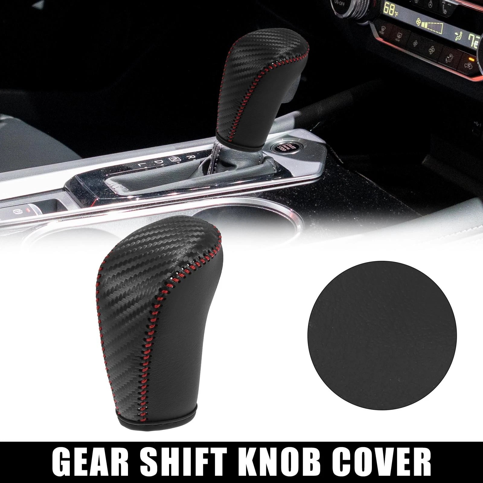 Faux Leather Carbon Fiber Gear Shift Knob Cover for Nissan 