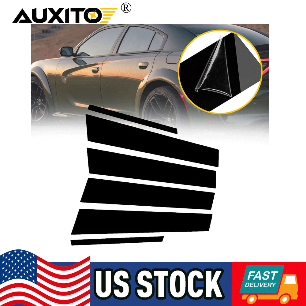 Set of 6 Black Pillar Posts for Dodge Charger (2011–2021)