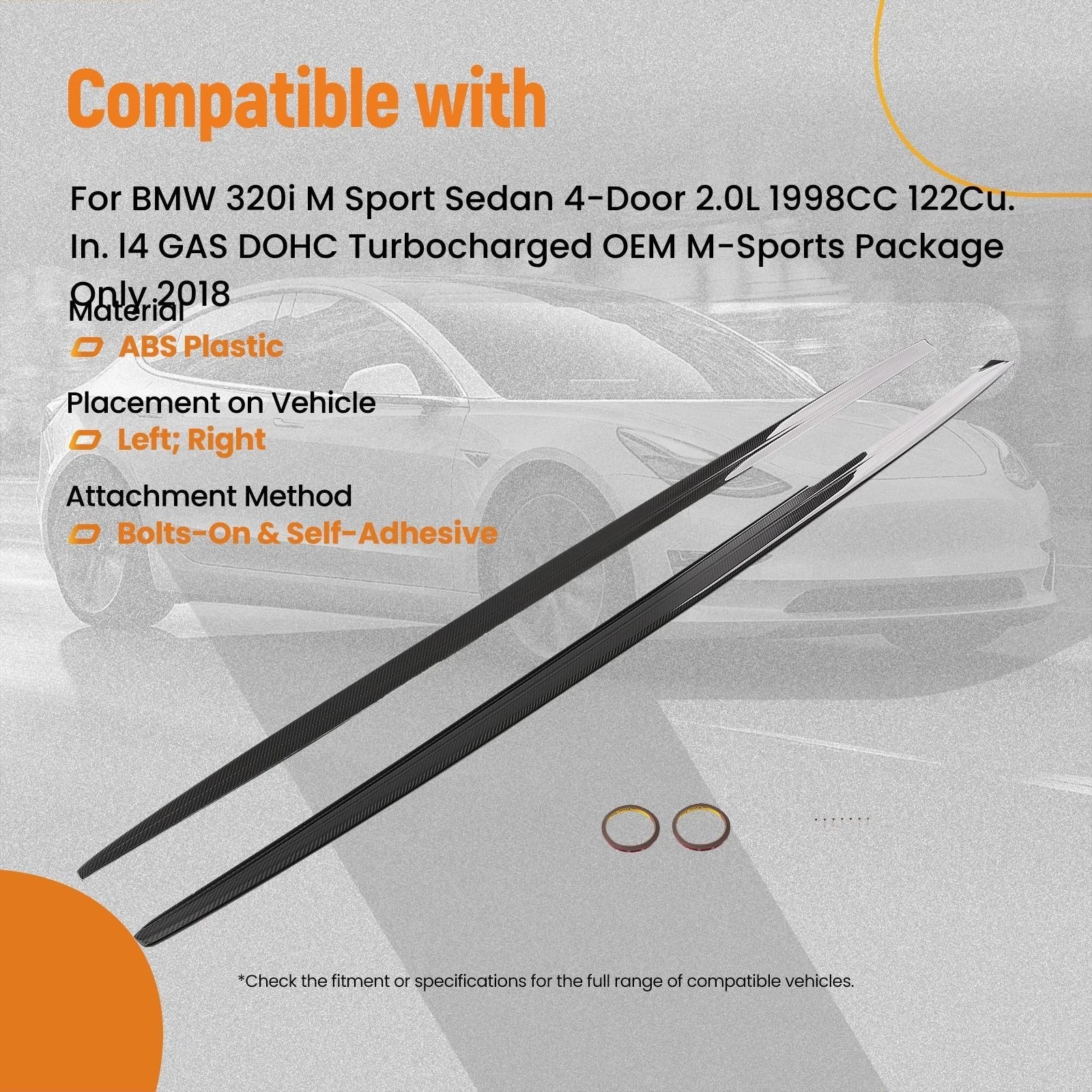 2X Side Skirts for BMW F30 F31 M Sport (2012–2018) Carbon Fiber