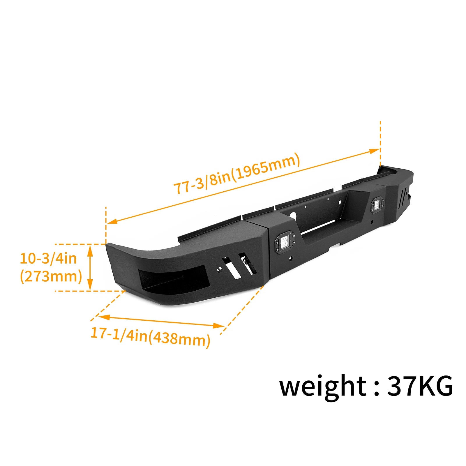 Rear Bumper for Dodge Ram 2500 3500 (2010-2024) with LED Lights, Steel