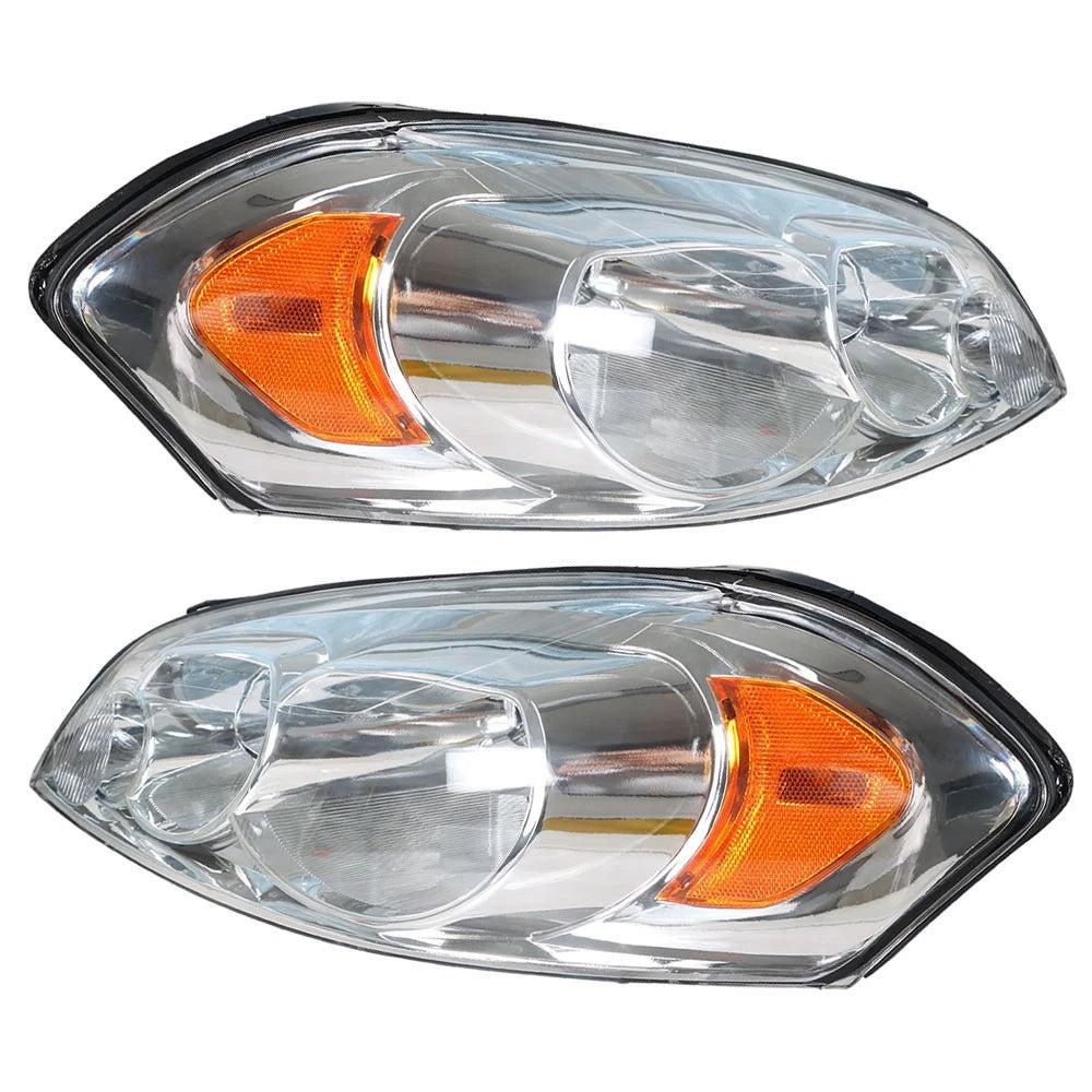 Set of 2 Headlights Assembly for Chevrolet Impala (2006–2013) Chrome Housing
