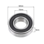 Set of 2 6002-2RS Ball Bearings for Various Applications (15x32x9mm)
