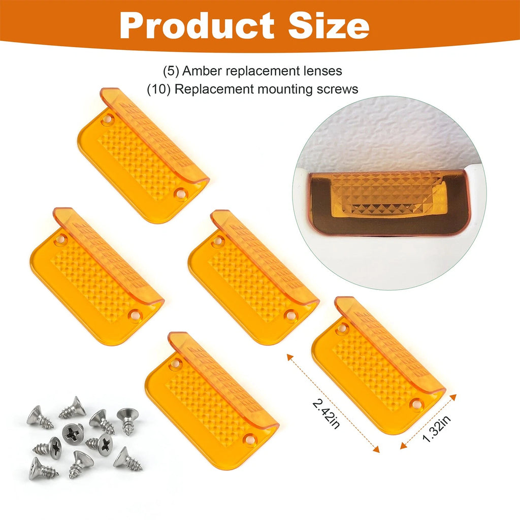 5X Amber Light Lens Covers for Lund Cab Sun Visor (Compatible)