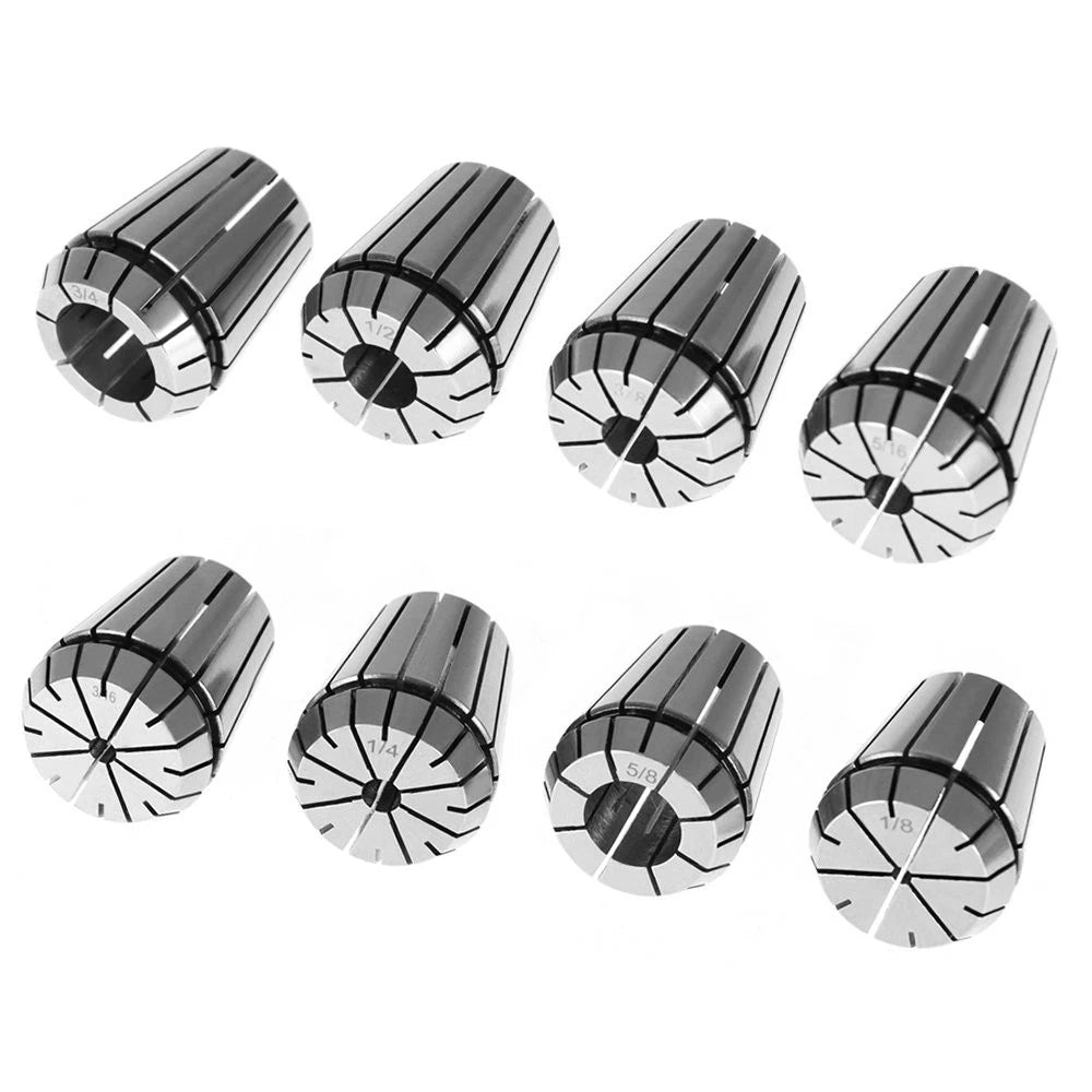 Set of 8 Collets for ER32 (Common Sizes)