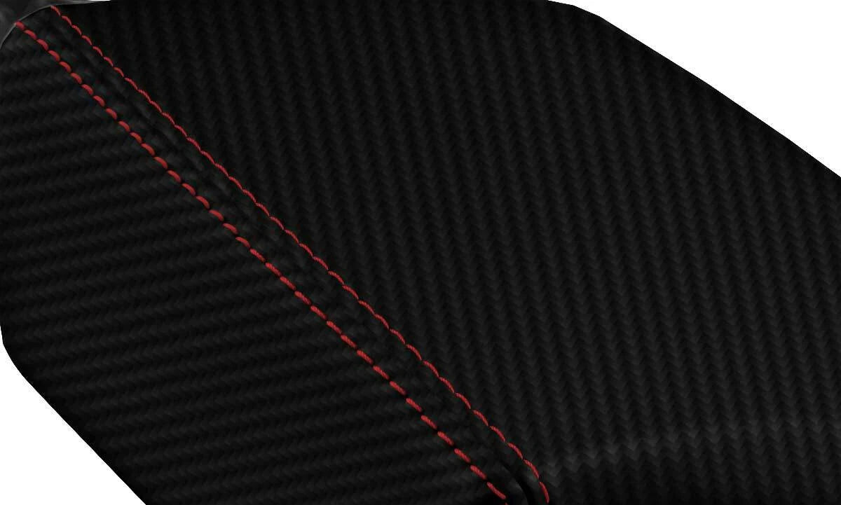 Console Lid Armrest Cover for Buick Regal (2011–2017) Carbon Fiber Red Stitch