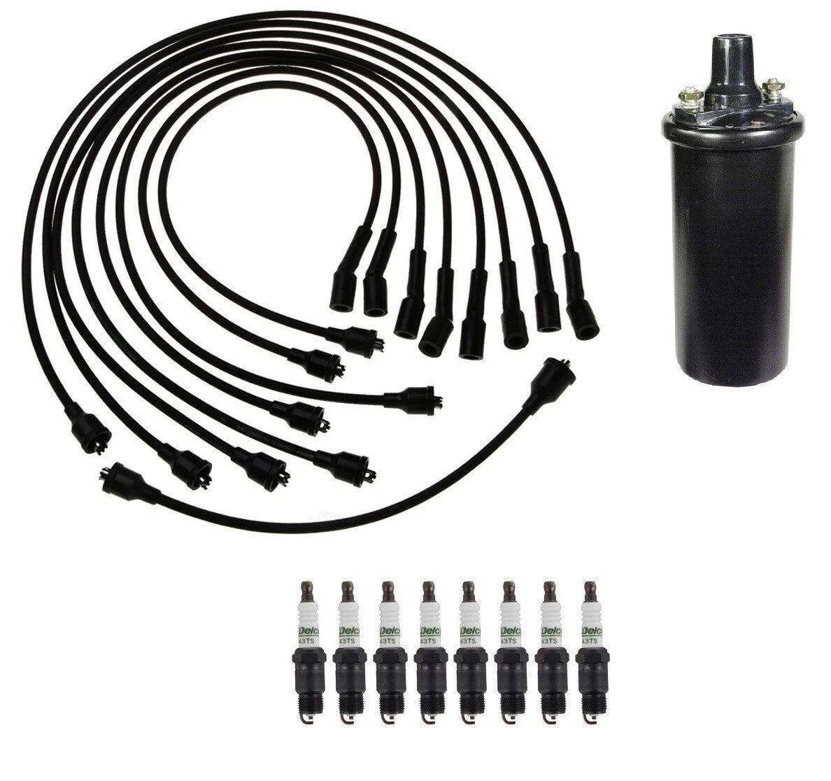 Ignition Wires & Spark Plugs Kit for GMC Sprint, Chevy Caprice V8 (1 Coil, 8 Plugs)