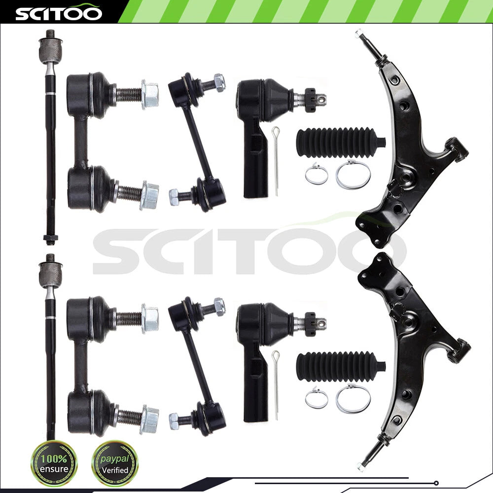 Set of 12 Control Arm, Ball Joint, Tie Rod for Toyota Corolla (1993–1995)