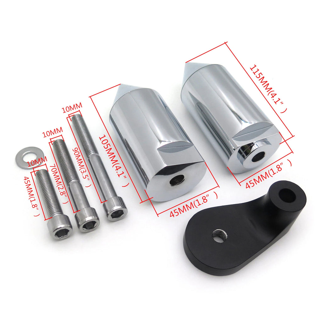 Chrome Spike Frame Slider Crash Protector for Suzuki GSXR1000 (2001–2002)