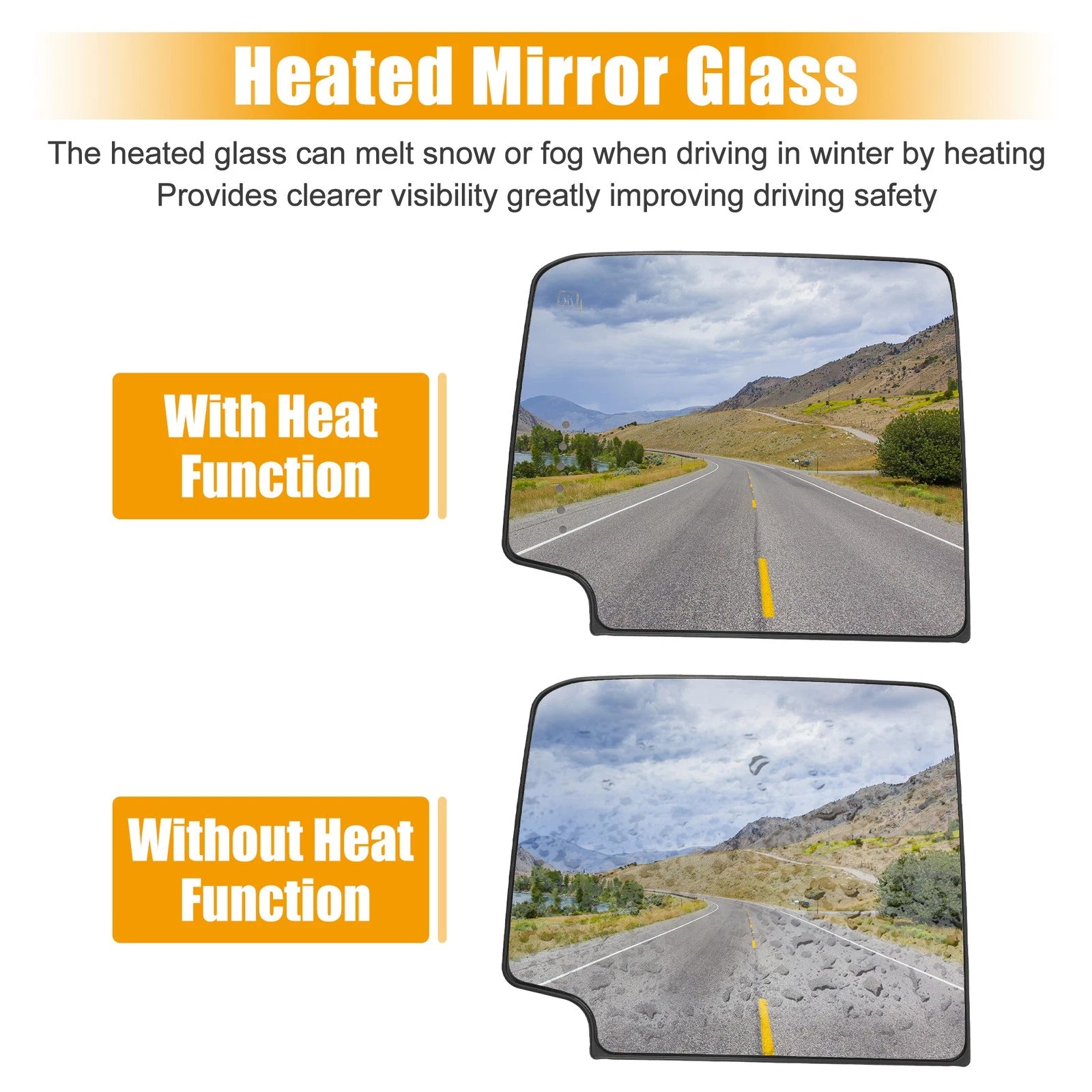 Heated Left Upper Side Rearview Mirror Glass for Chevrolet Silverado 1500 (2014–2019)