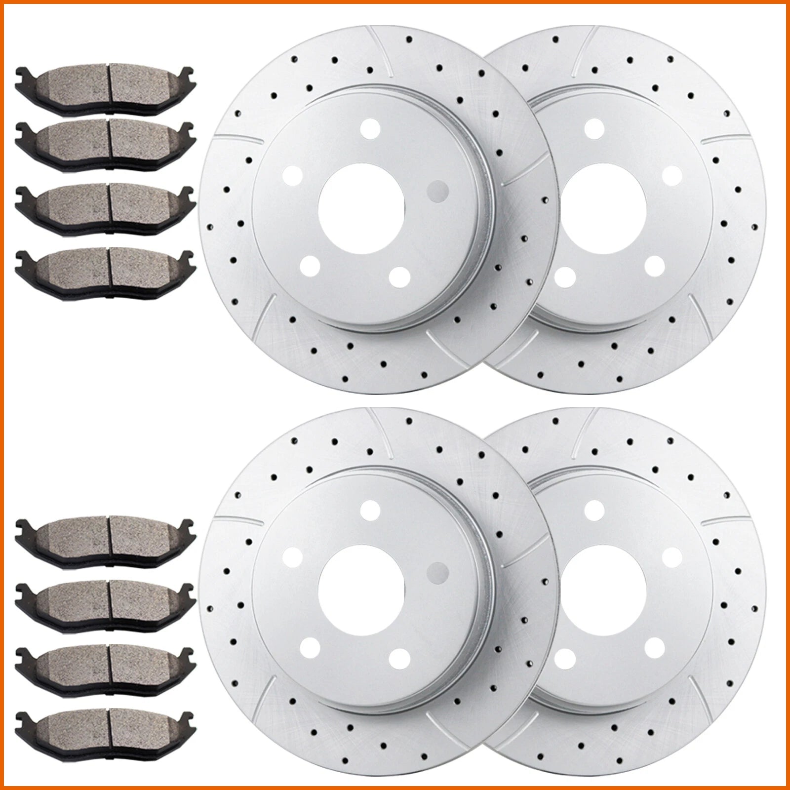 Set of 4 Brake Rotors and Ceramic Pads for Dodge Ram 1500 (2006–2017)
