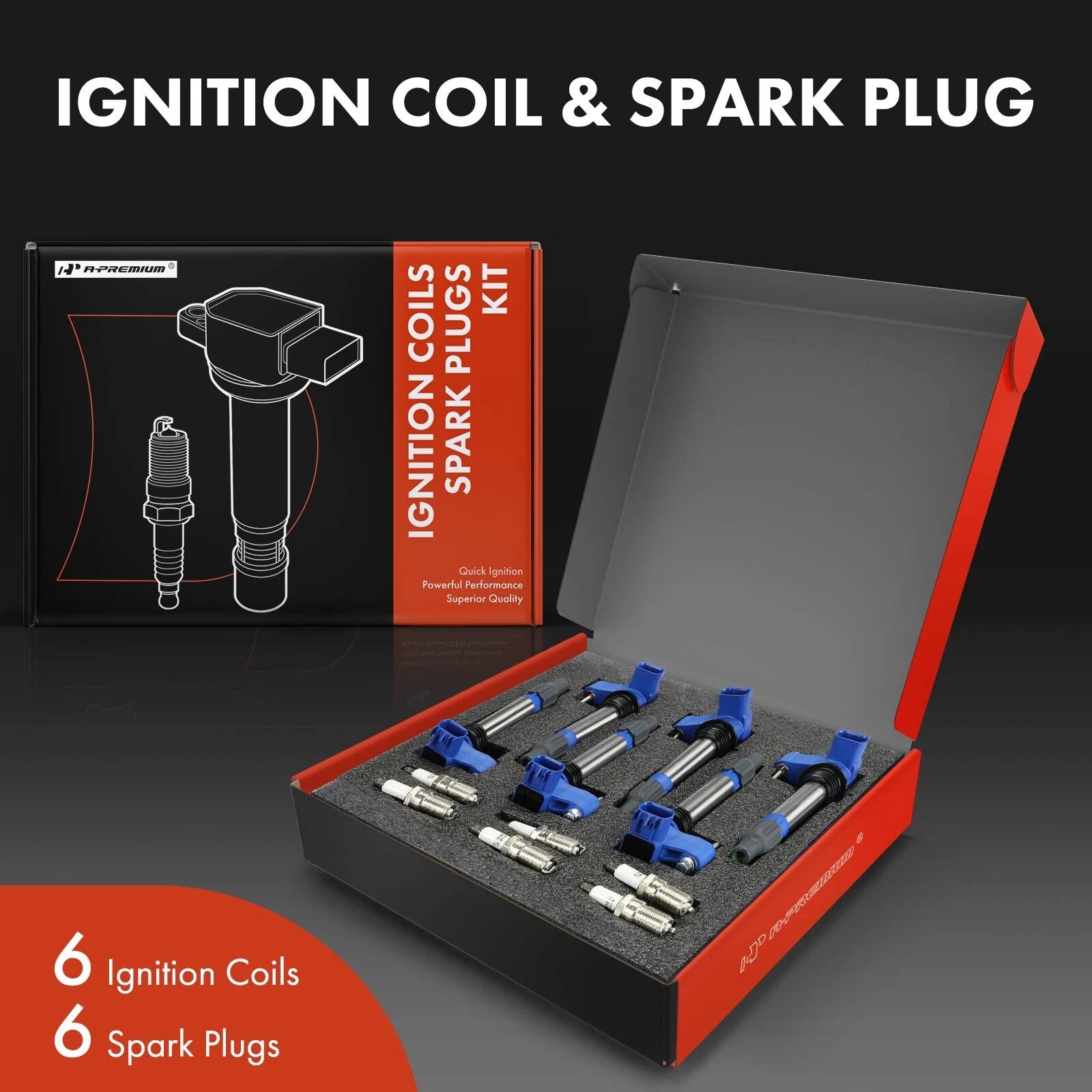 Set of 6 Ignition Coils & Iridium Platinum Spark Plugs for Chevy GMC Buick