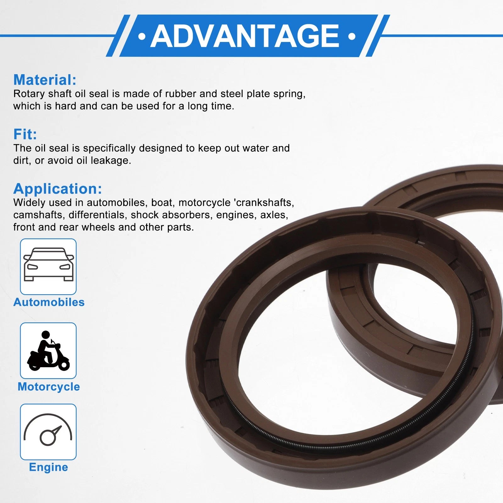 2X Oil Seal Rotary Shaft Seal FKM Rubber 52x72x10mm  