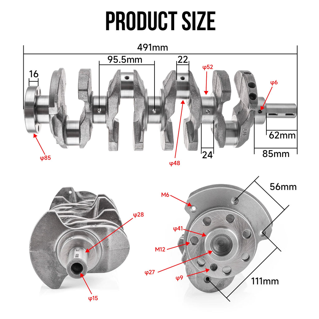 2.4L Engine Crankshaft and Bearings Kit for Hyundai Santa Fe (2010–2012, 2019–2020)