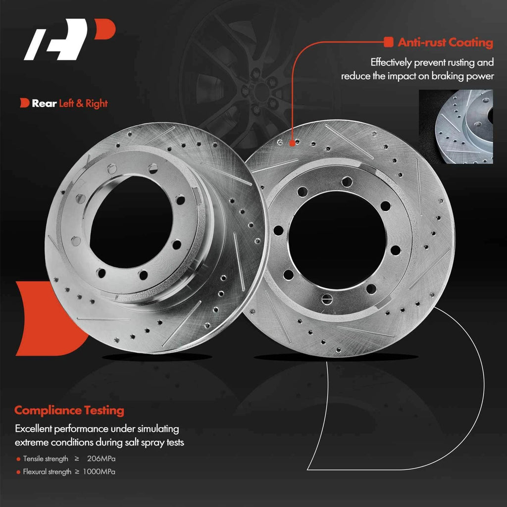 6x Drilled Rotors & Ceramic Brake Pads for Ford F-350 Super Duty (2005–2023)
