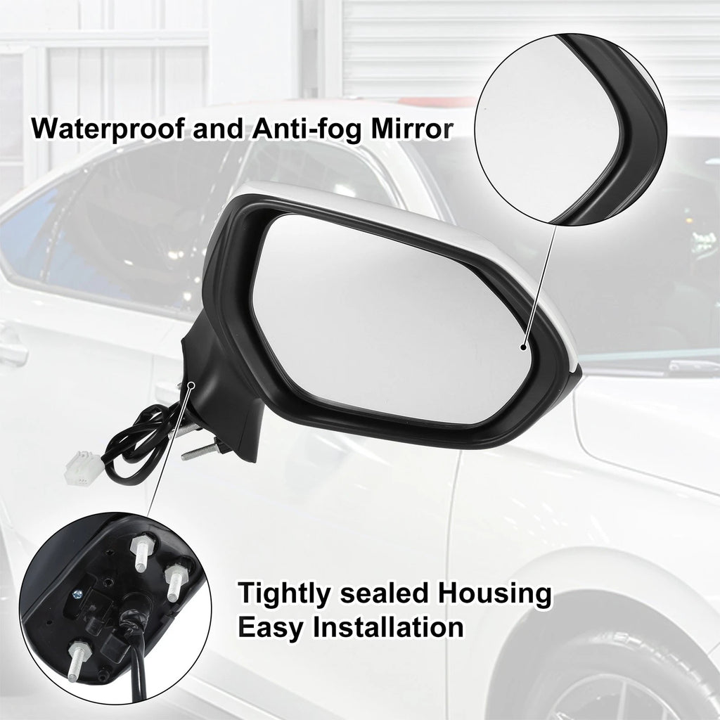 3 Pin Right Side Exterior Door Mirror Assembly White for Toyota Corolla (2020–2022)