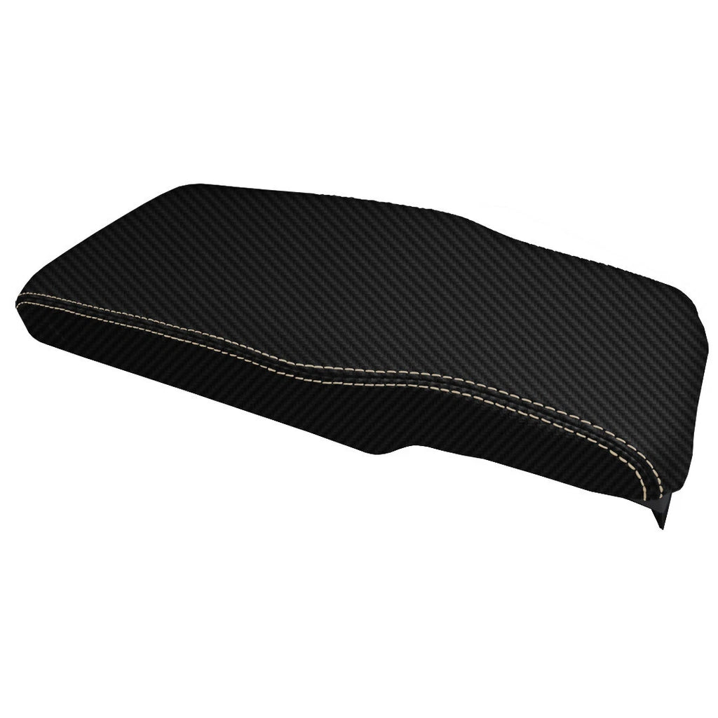 Console Lid Cover for Lincoln Town Car (2003–2011) PVC Carbon Beige Stitch