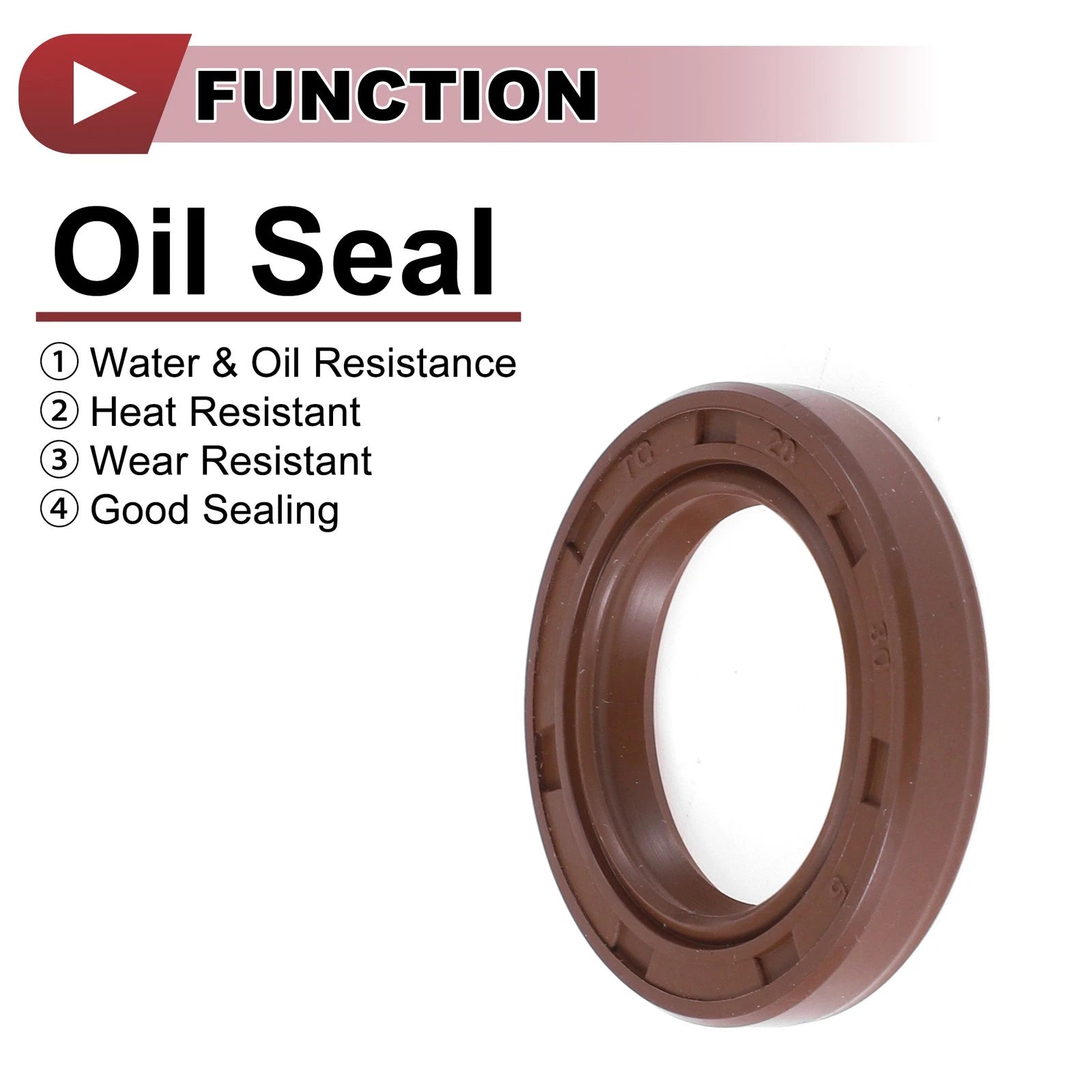 Set of 2 Oil Seal Rotary Shaft Seal FKM Rubber 20x30x5mm