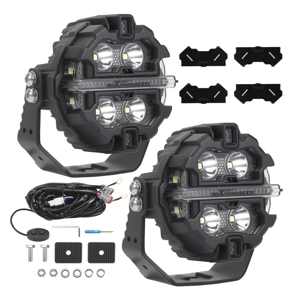 Set of 2 LED Pod Lights for Off Road (RGB, White, Amber)