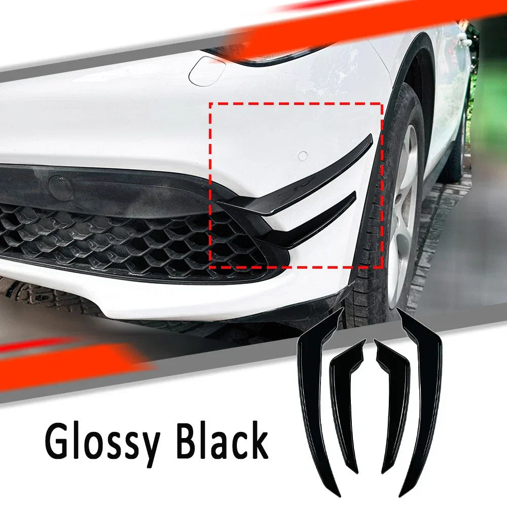 Gloss Black Front Bumper Fin Canards Splitter for Alfa Romeo Stelvio (17–25)
