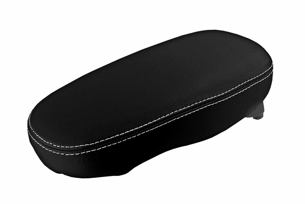 Leather Console Lid Armrest Cover for Kia Soul (2014–2019) White Stitch