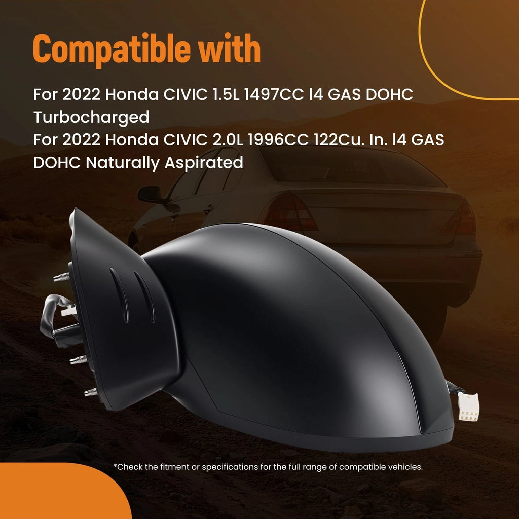 Front Left Heated Mirror for Honda Civic (2022) 76258-T20A01 Power Black