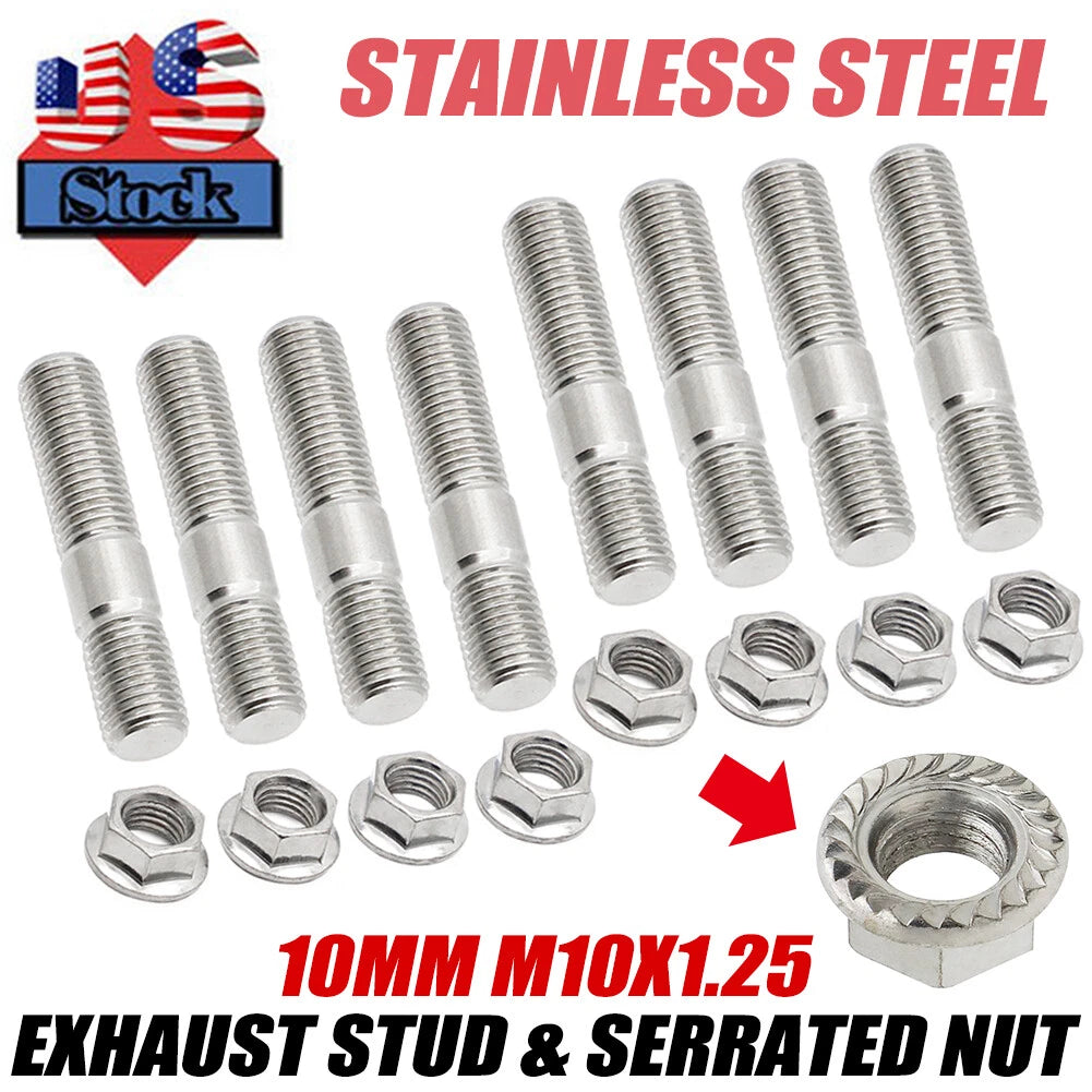 10mm Exhaust Stud & Serrated Nut M10x1.25 for Toyota Honda Nissan