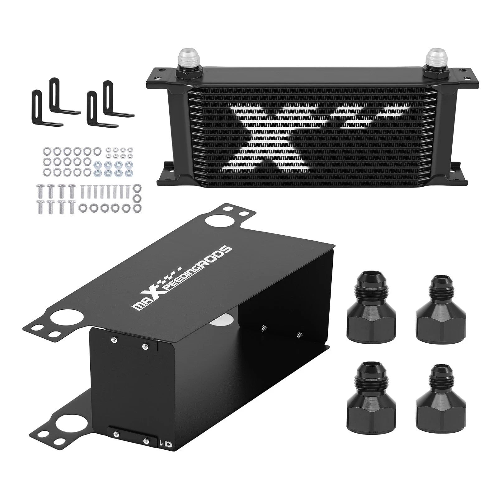 16-Row Oil Cooler Kit AN10 Fitting for Universal Vehicle Application (Fits All)