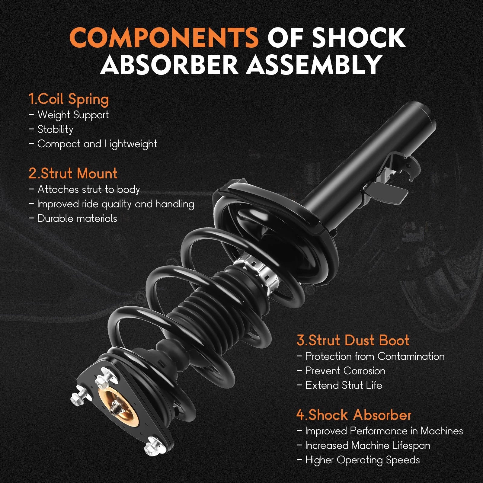 Set of 4 Front Quick Complete Struts & Rear Shocks for Ford Focus (2012-2013)