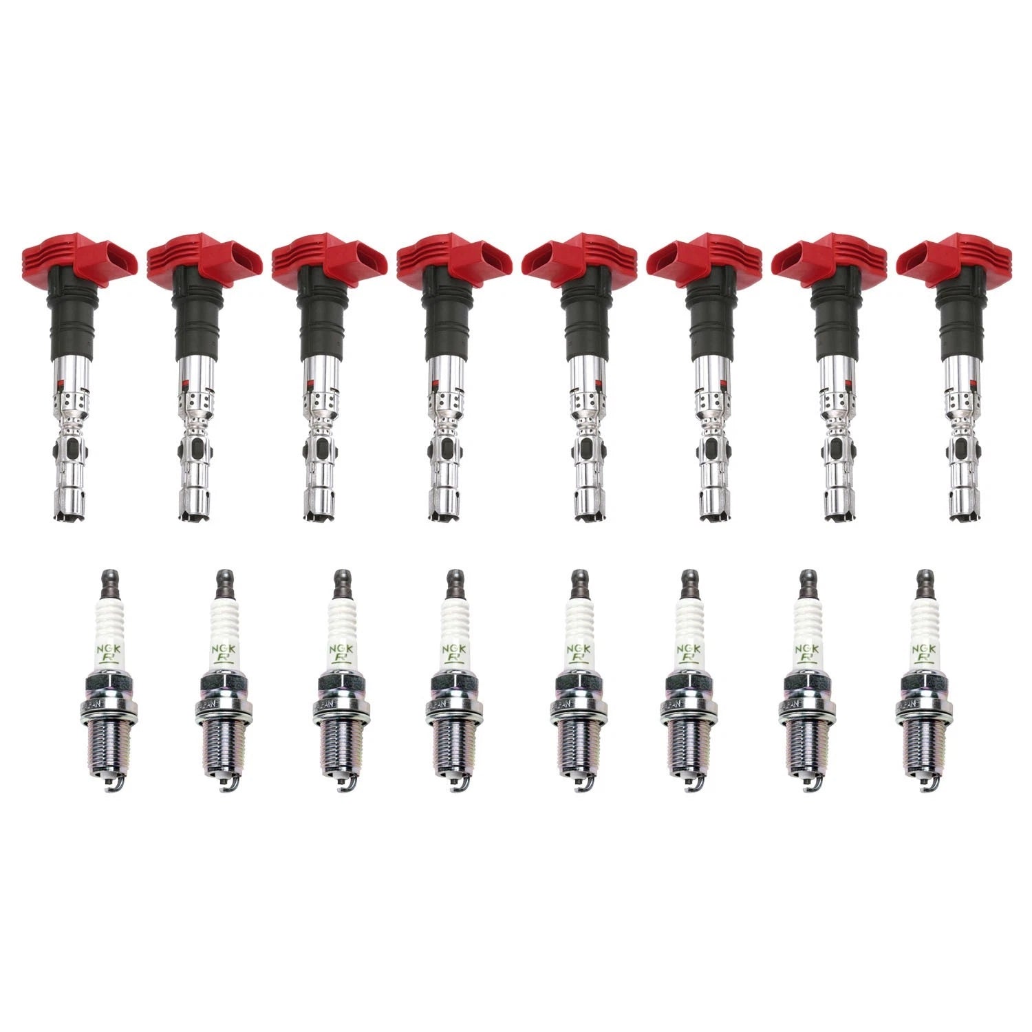 Set of 8 Ignition Coils & NGK V-Power Spark Plugs for Audi VW 4.2L V8
