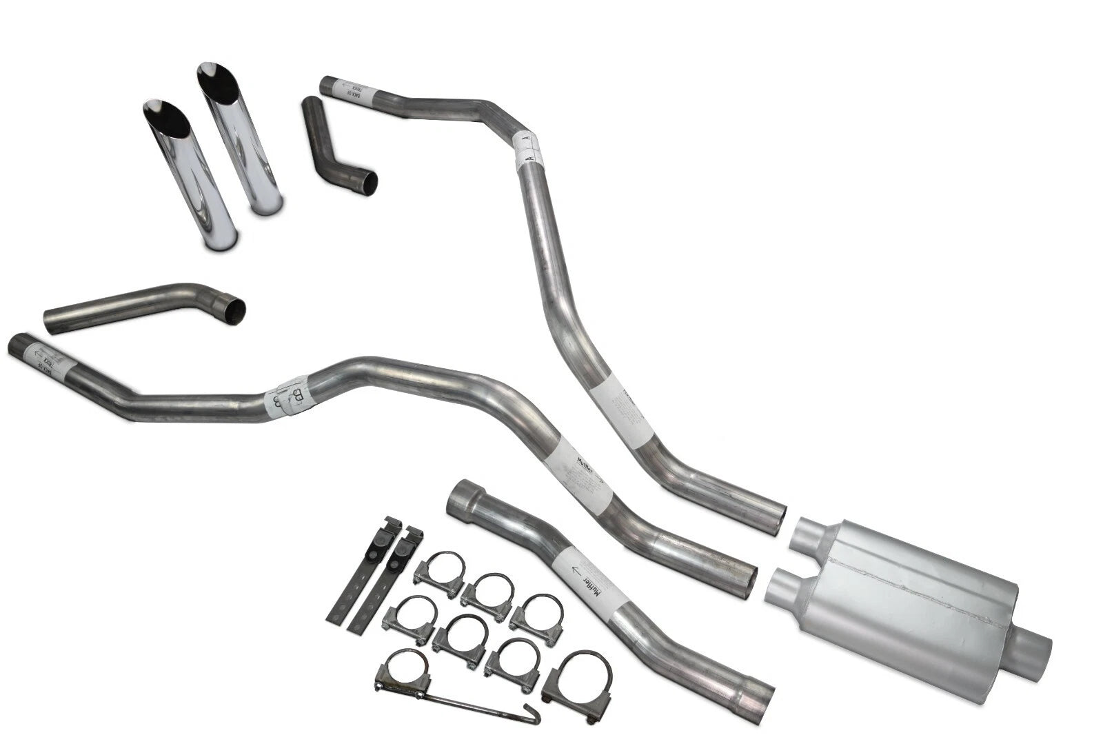 Dual Exhaust Tips for Nissan Titan (2004–2006) 2.5 Inch 2 Chamber Slash Cut