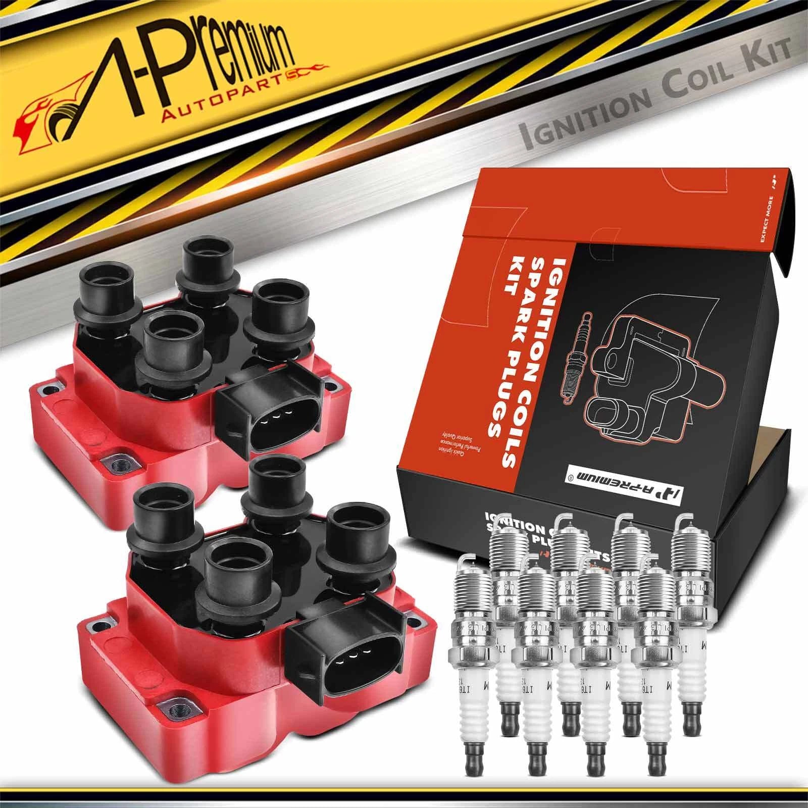 2X Ignition Coils & 8X Iridium Spark Plugs for Ford F-150 F-250 (1997–1999)