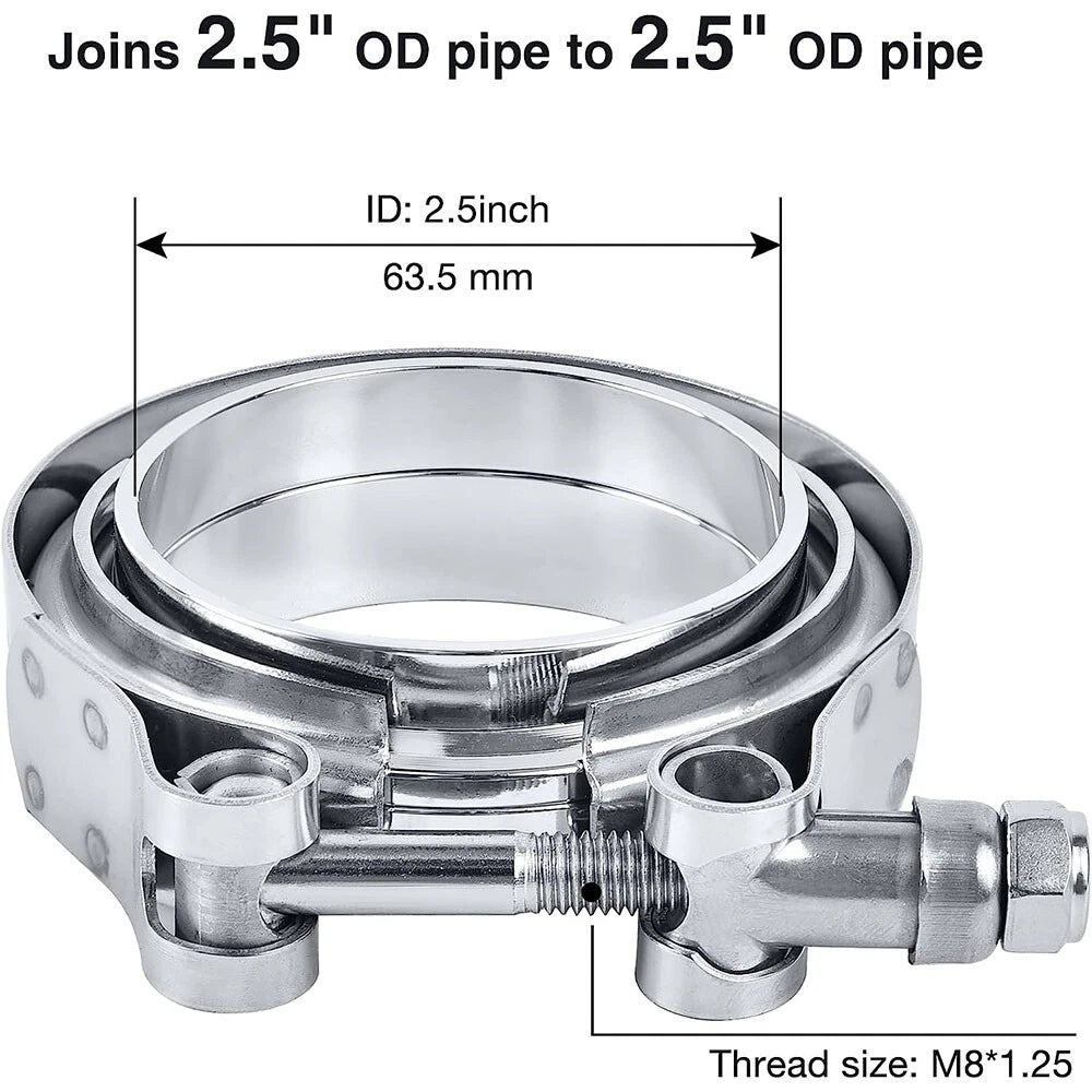 2X 2.5 Inch V Band Clamp with Flange for Turbo (Universal)
