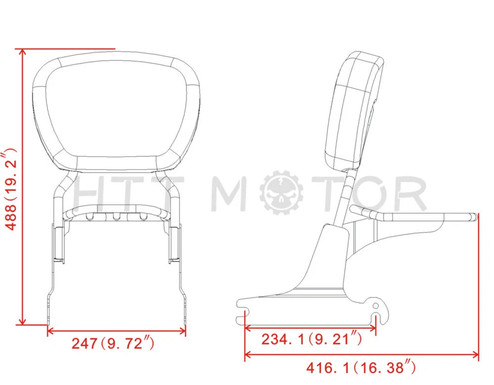 Detachable Backrest Sissy Bar Luggage Rack for Harley Softail (2000–2023)