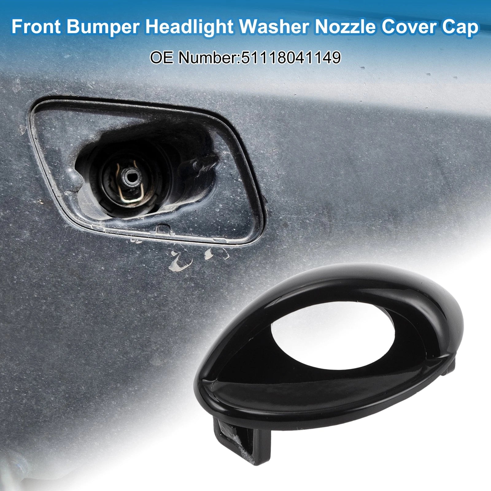 Front Left Bumper Headlight Washer Nozzle Cover for BMW M3 (2008–2013) Gloss Black