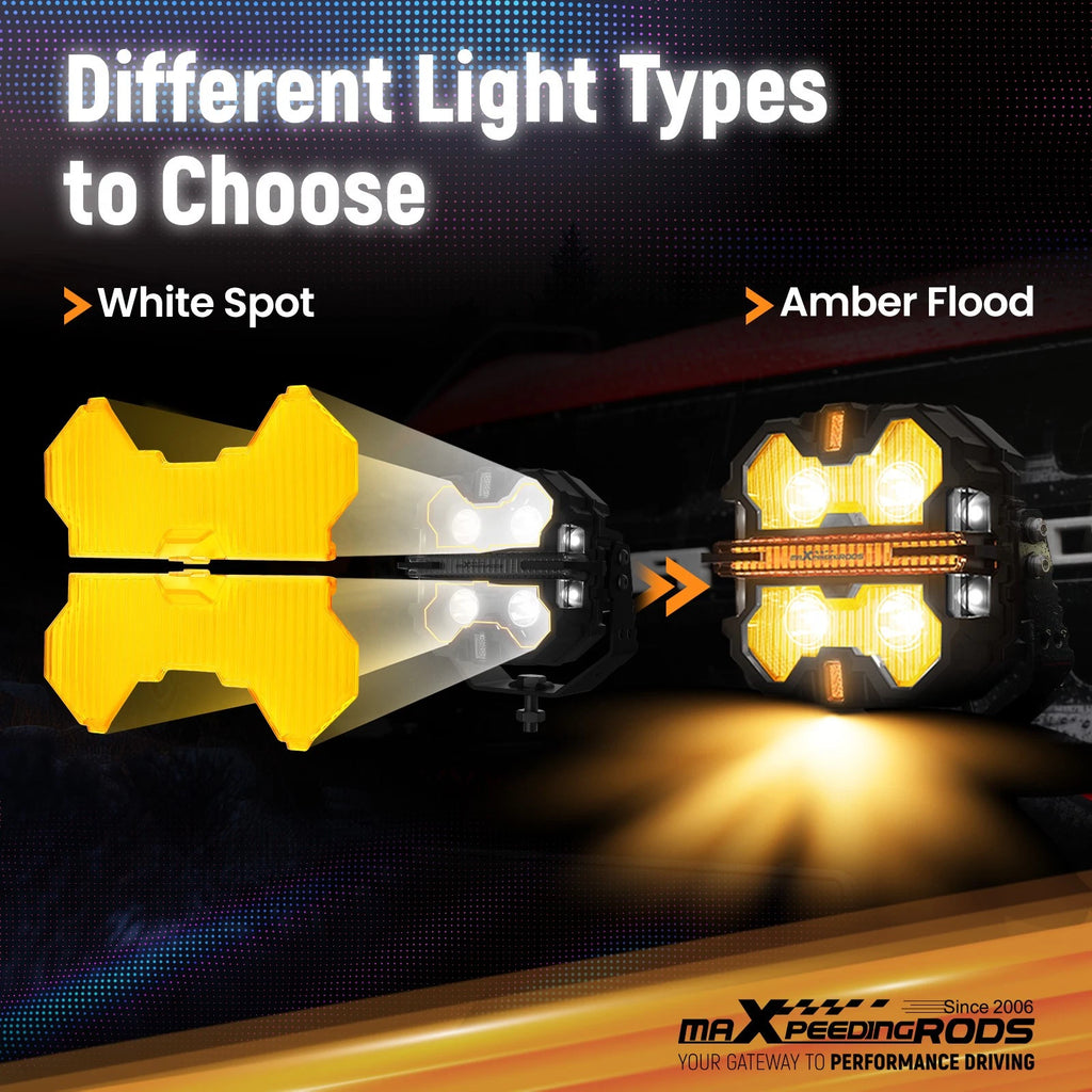 LED Light Covers for maXpeedingrods 5 Inch Square Driving Lights