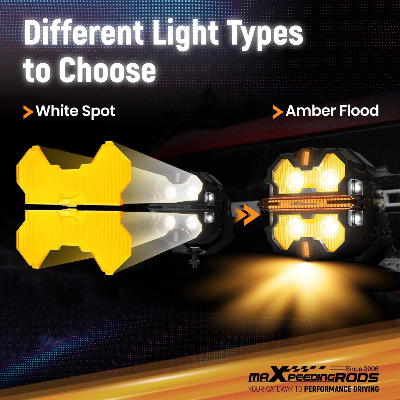 LED Light Covers for maXpeedingrods 5 Inch Square Driving Lights