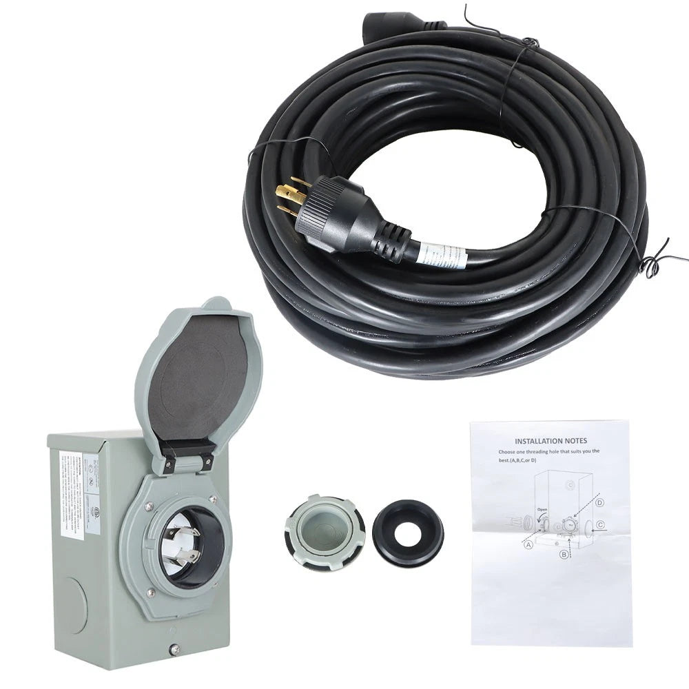 30 Amp Generator Extension Cord for NEMA 14-30P/14-30R (75FT)
